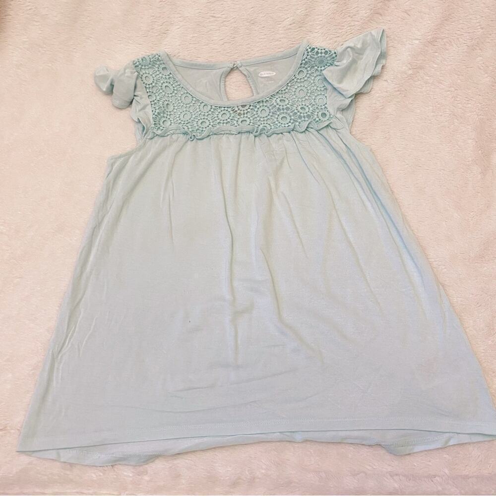 Girl's Light Blue Old Navy Tee sz 8 Flutter Sleeve Short Sleeve Tee - Picture 3 of 5